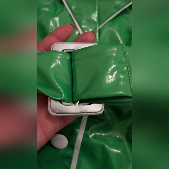 Frances Valentine Morton Rain Coat Vegan Leather Green Oyster - Picture 12 of 16